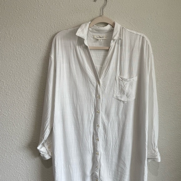 L*space Women's XS/S White Midi Cover-up Dress Button Down Vacation Resortwear - Picture 2 of 10
